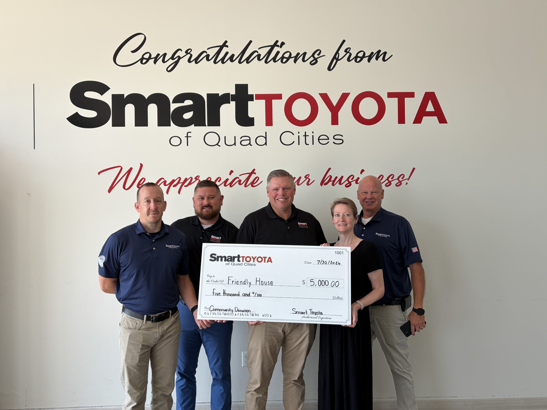 Friendly House of Davenport check presentation