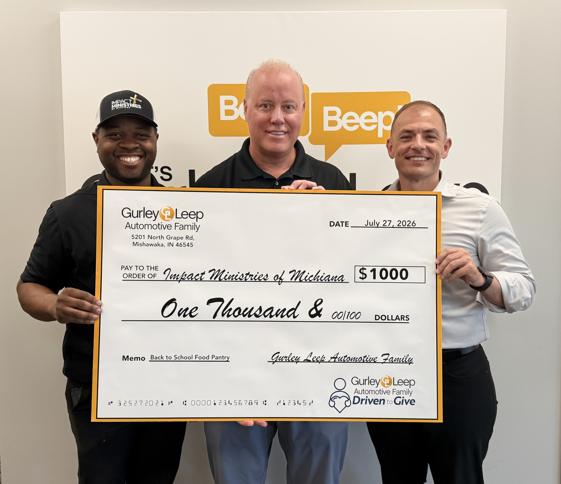 Impact Ministries check presentation