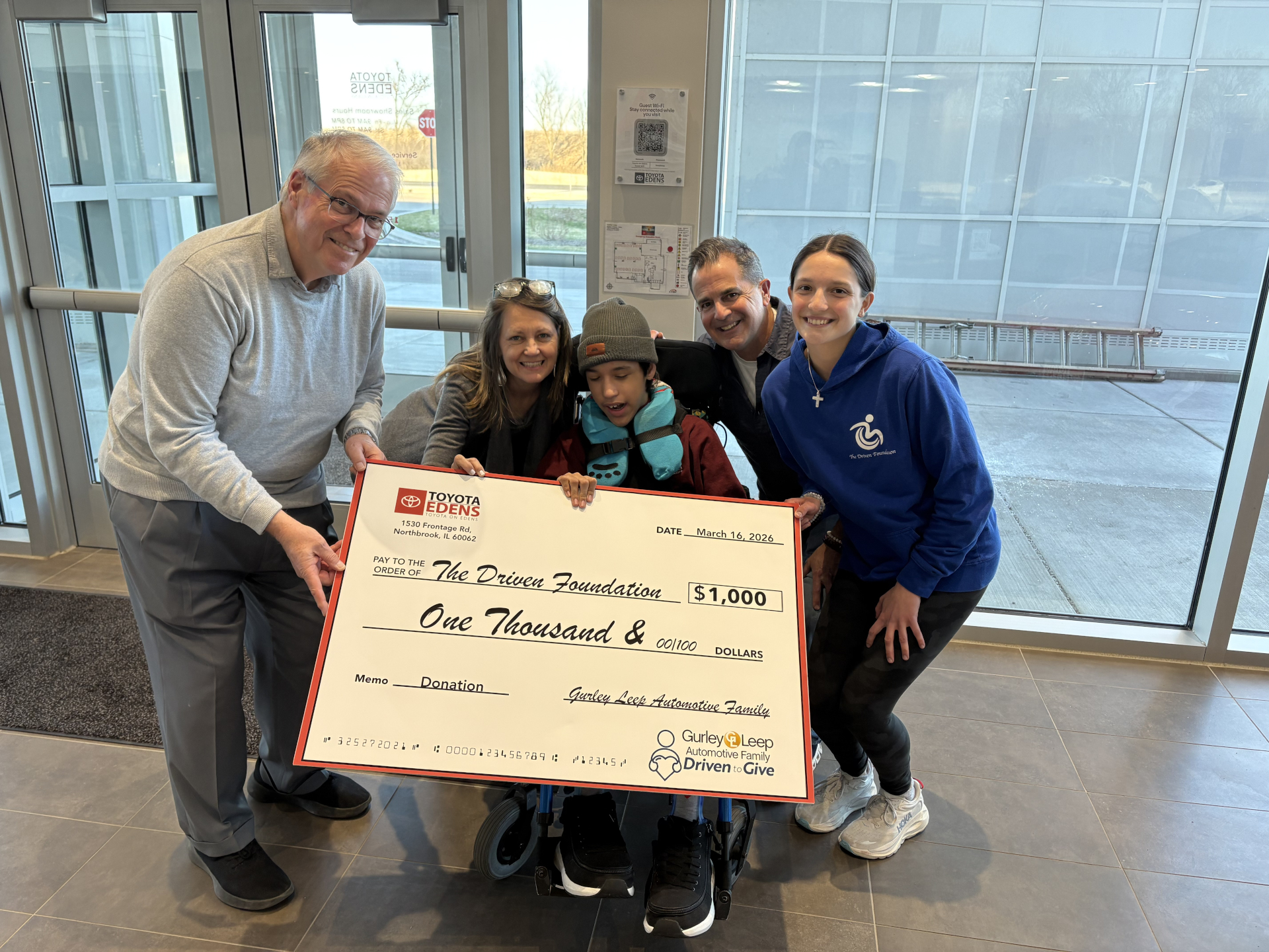 The Driven Foundation check presentation